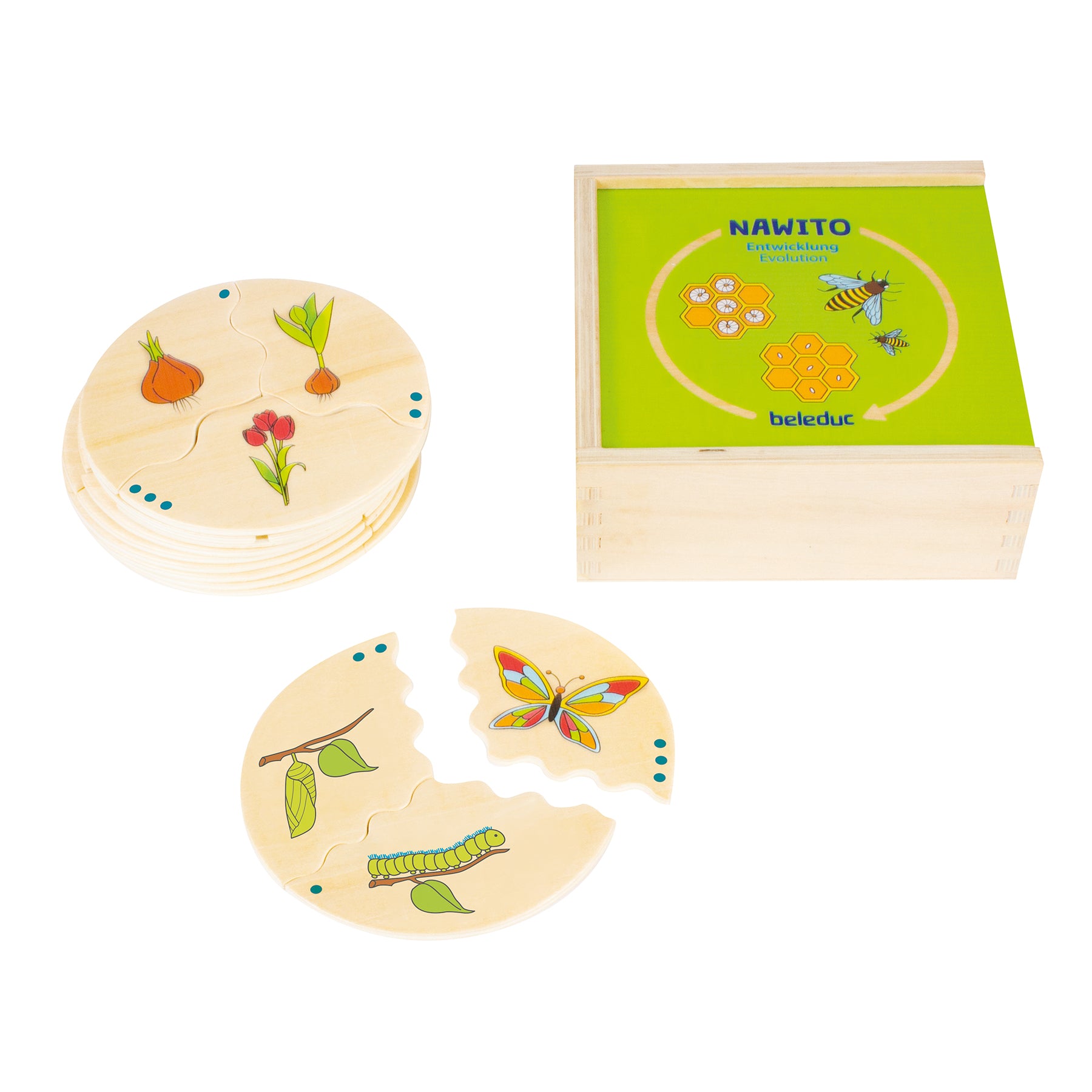 Beleduc Nawito 10-Pack Evolution Wooden Puzzles - 30 pc