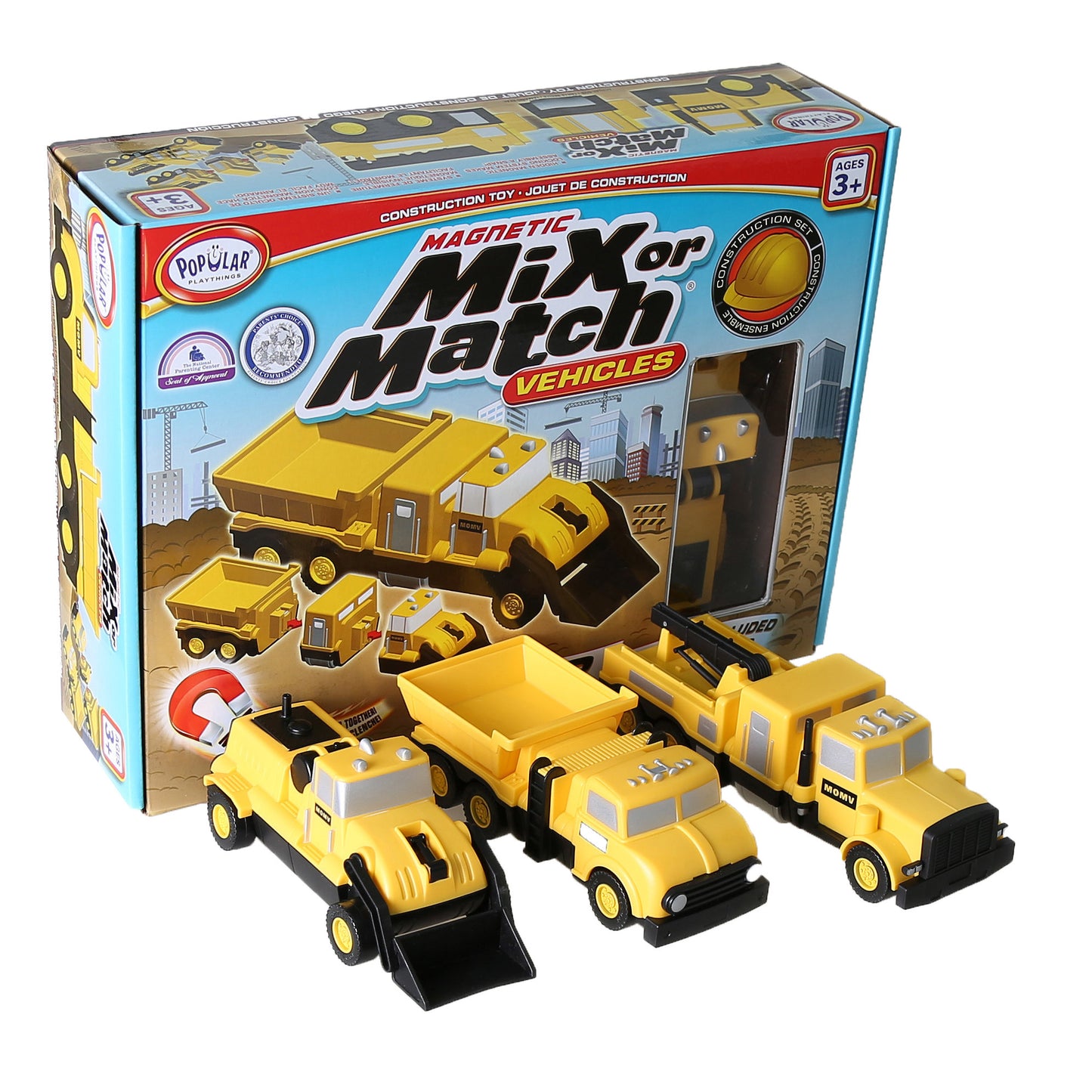 Popular Playthings Magnetic Mix or Match Vehicles, Construction Playset