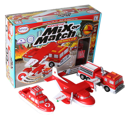 Popular Playthings Magnetic Mix or Match Vehicles - Fire & Rescue Set