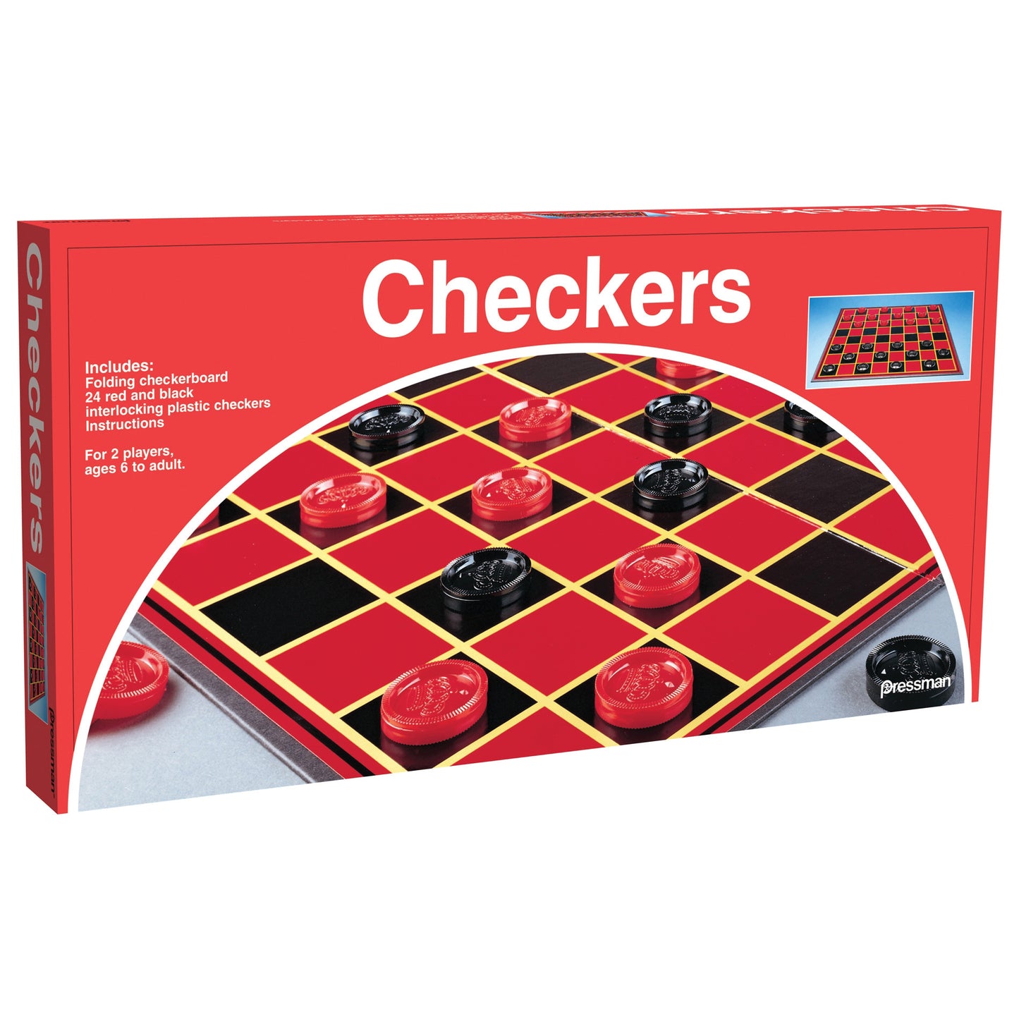 Pressman Classic Checkers Board Game, Family Pack of 4