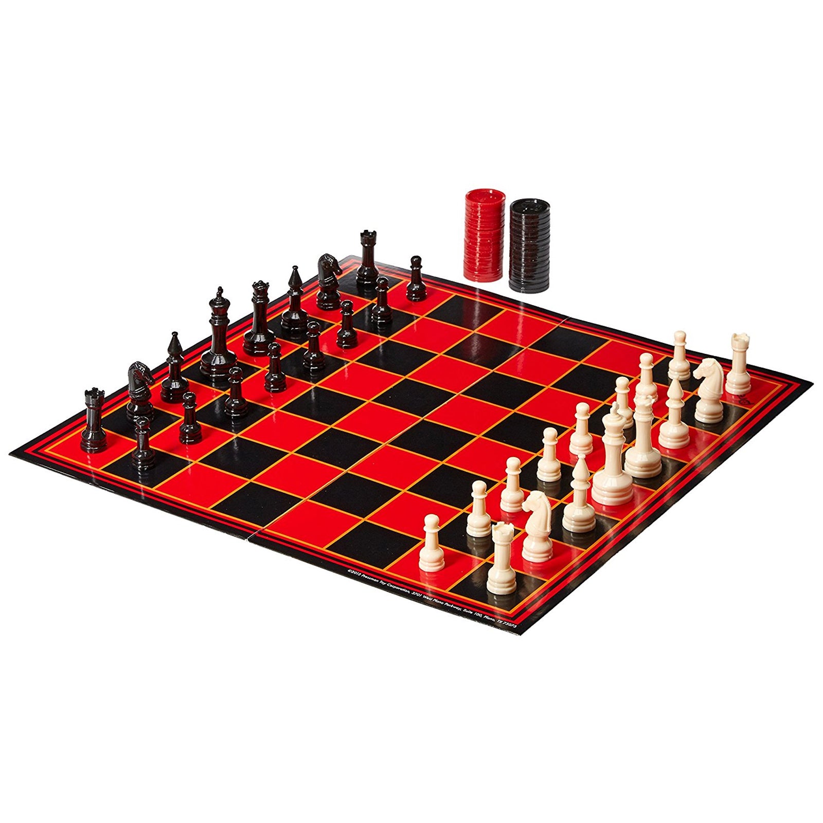 Pressman Triple-Play Classic Board Games Set, Chess/Checkers/Backgam Net, Pack of 2