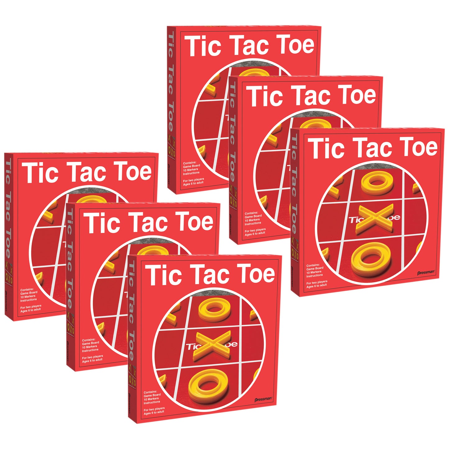 Pressman Tic Tac Toe Classic Board Game, 6-Pack