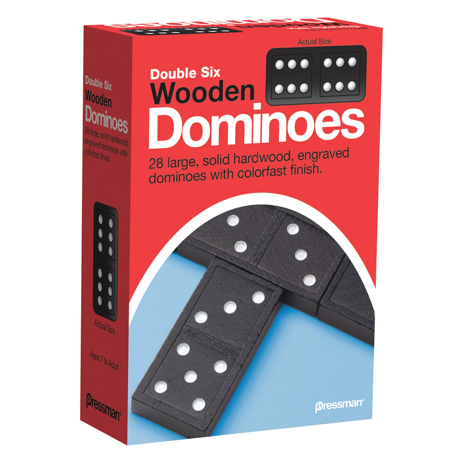 Pressman Double Six Wooden Dominoes Game, 6-Pack Set