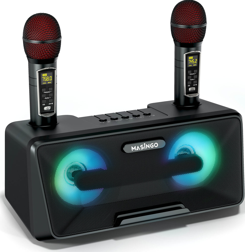 Masingo Presto G2 Portable Karaoke Machine with Dual Wireless Microphones - Black