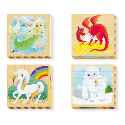 Quercetti Mix-N-Match Wooden Fantasy Animals Puzzle - 4 pc