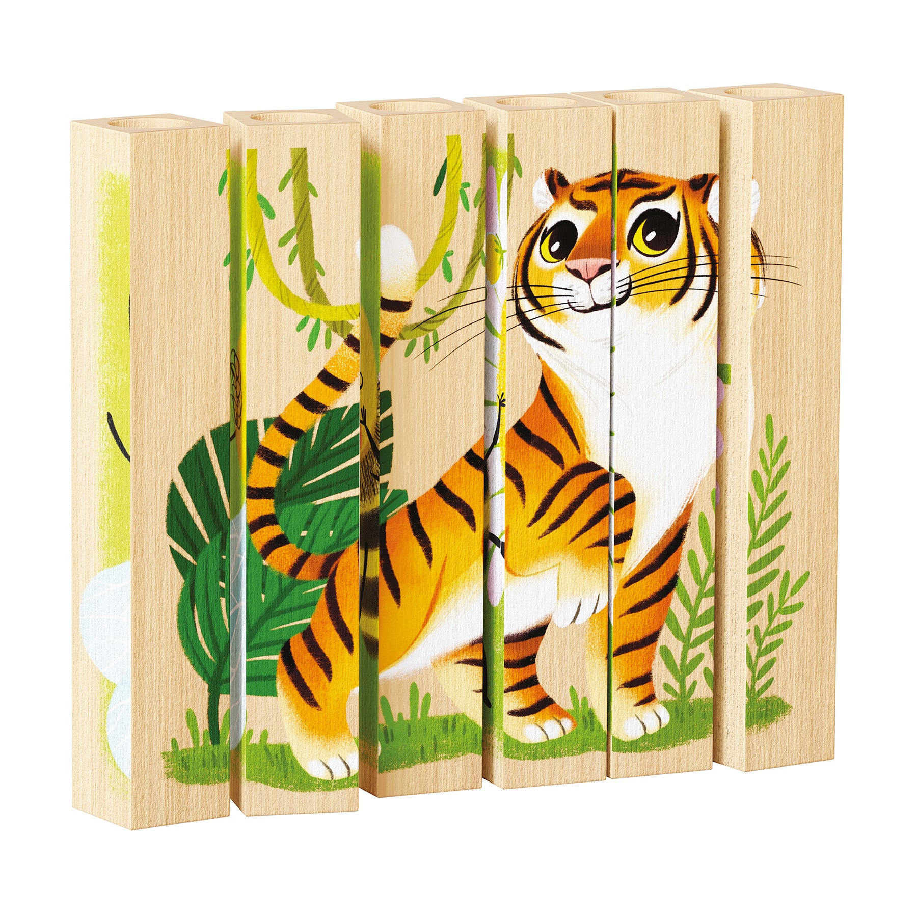 Quercetti Endangered Animals 4-Pack Mix-N-Match Wooden Puzzle