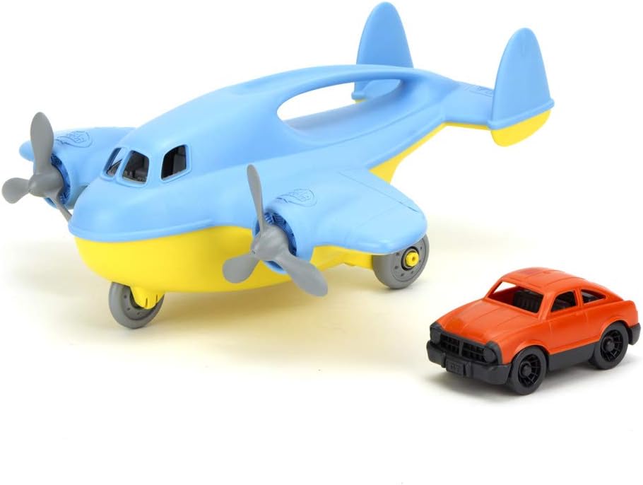 Green Toys Eco-Friendly Blue Cargo Plane with Mini Car - Toddler Play Vehicle