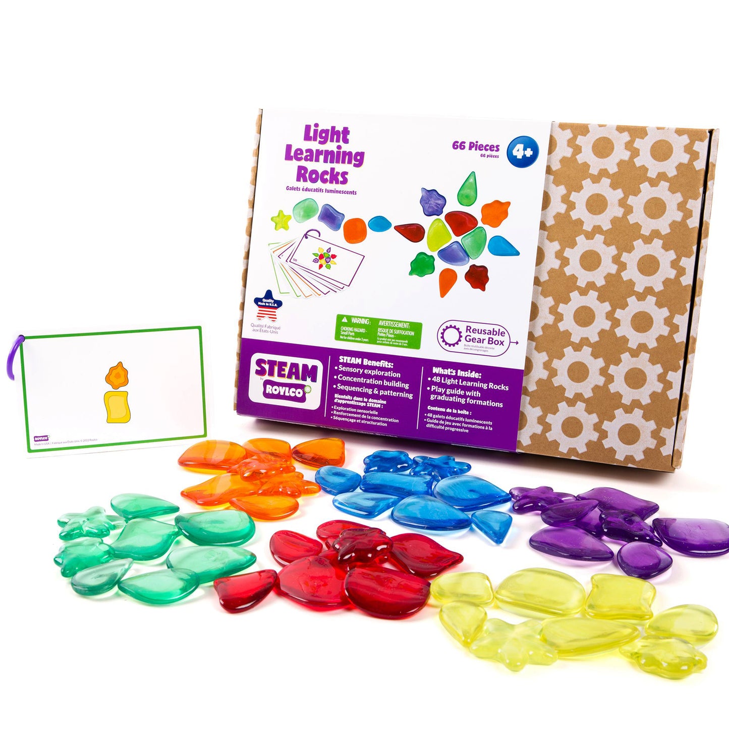 Roylco STEAM Light Learning Rocks - Translucent Color & Shape Play Kit