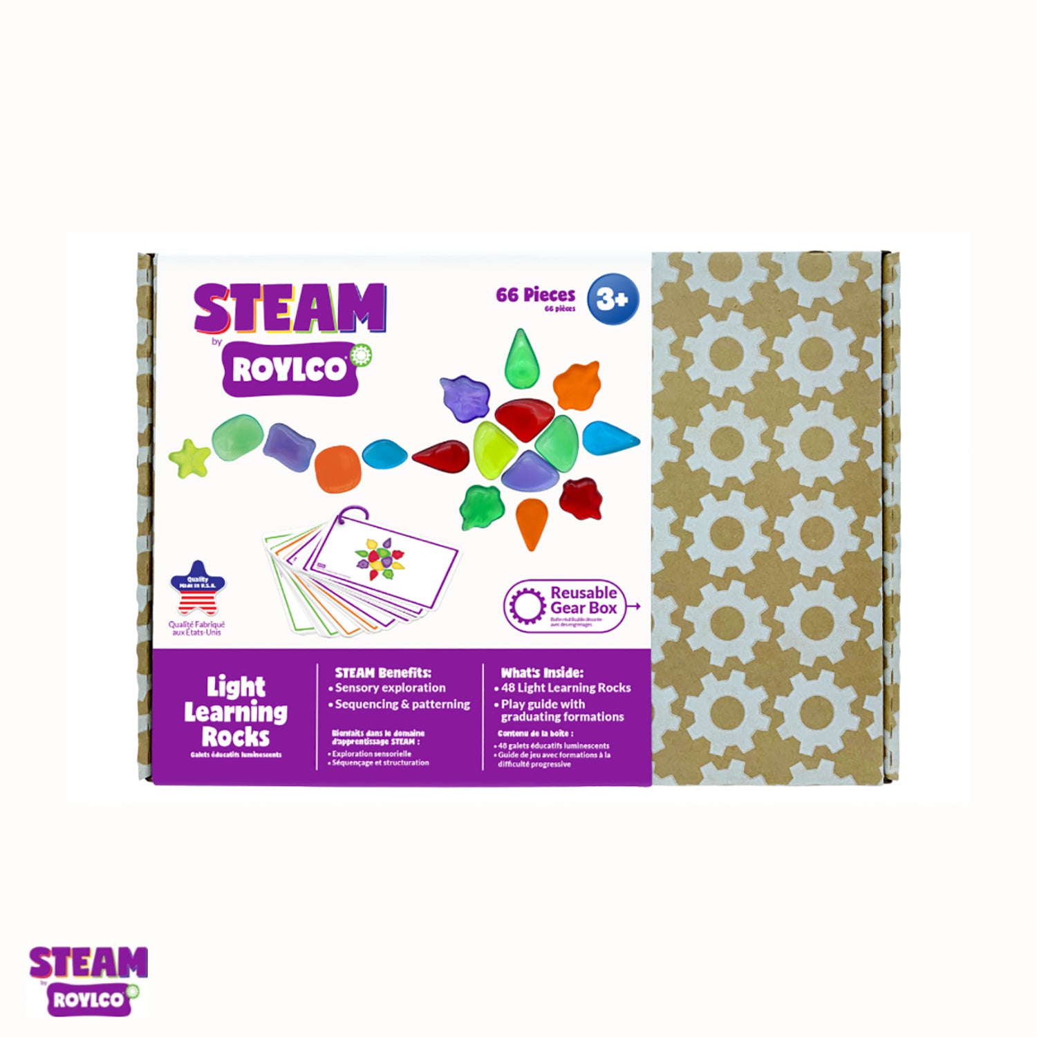 Roylco STEAM Light Learning Rocks - Translucent Color & Shape Play Kit