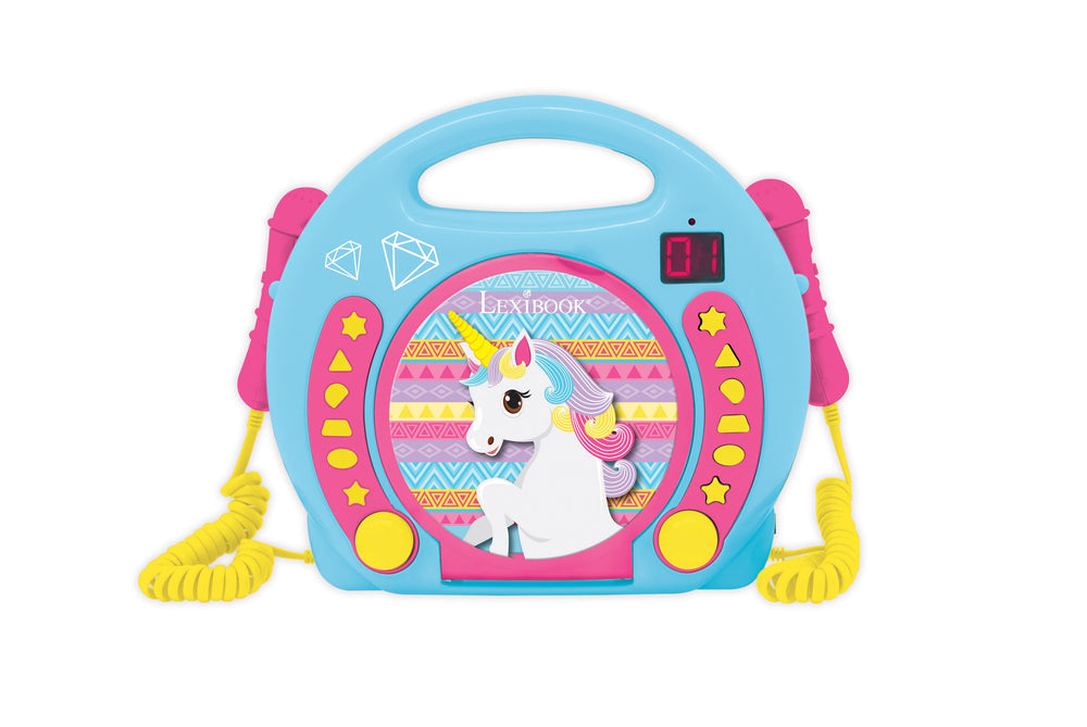 Lexibook Unicorn-Themed Portable CD Player with Dual Microphones