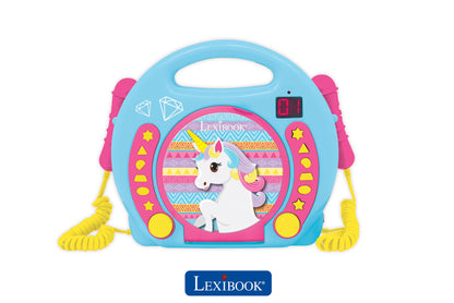 Lexibook Unicorn-Themed Portable CD Player with Dual Microphones