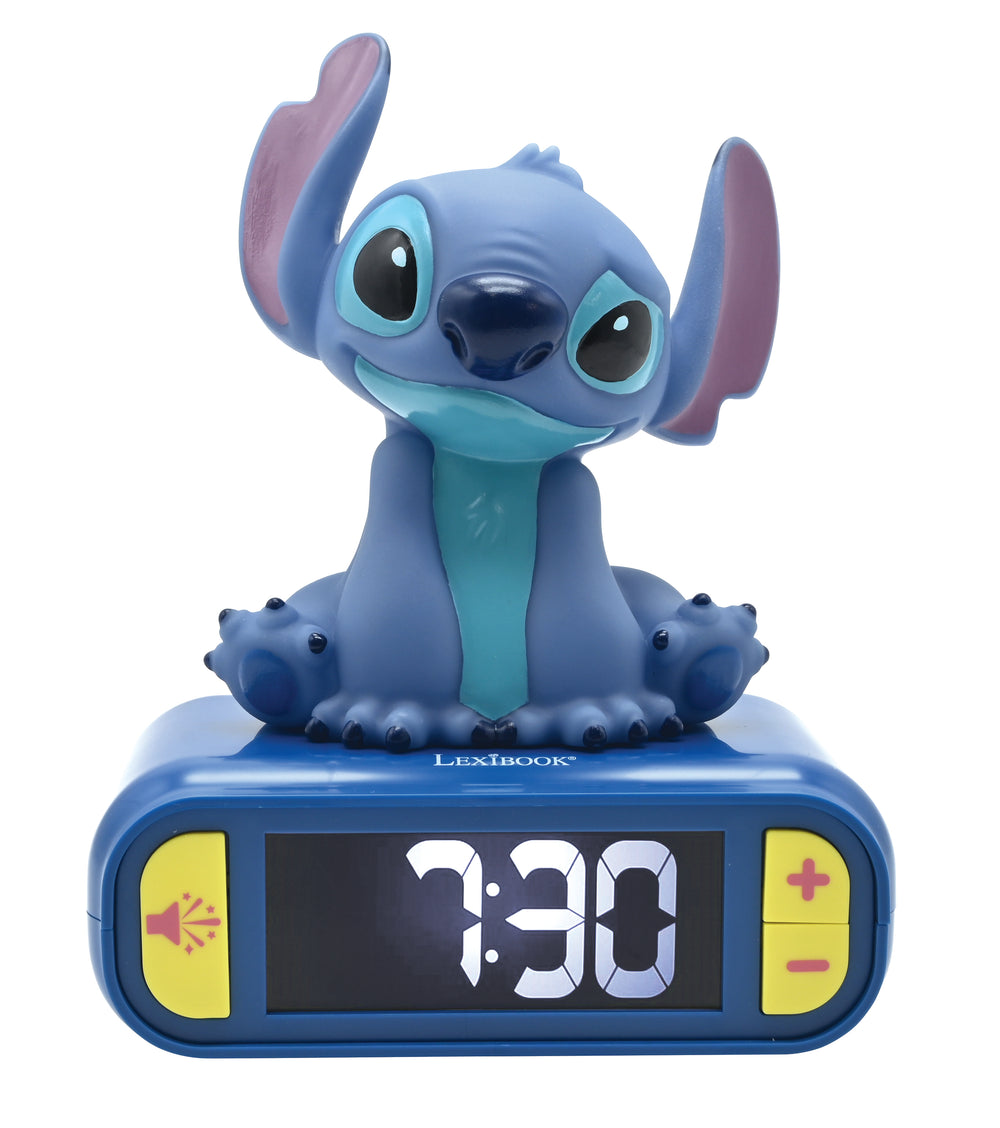 Disney Stitch Themed Digital Alarm Clock with Nightlight - Blue