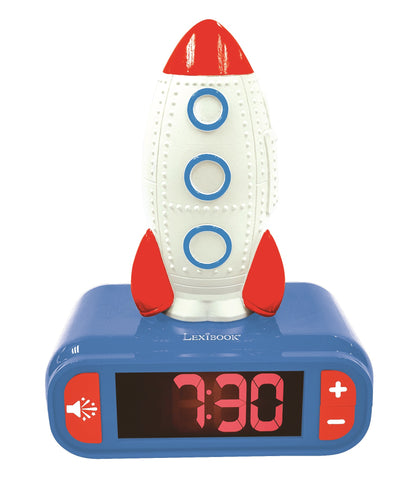 Lexibook Rocket-Themed Digital Alarm Clock with Nightlight - Space Adventure