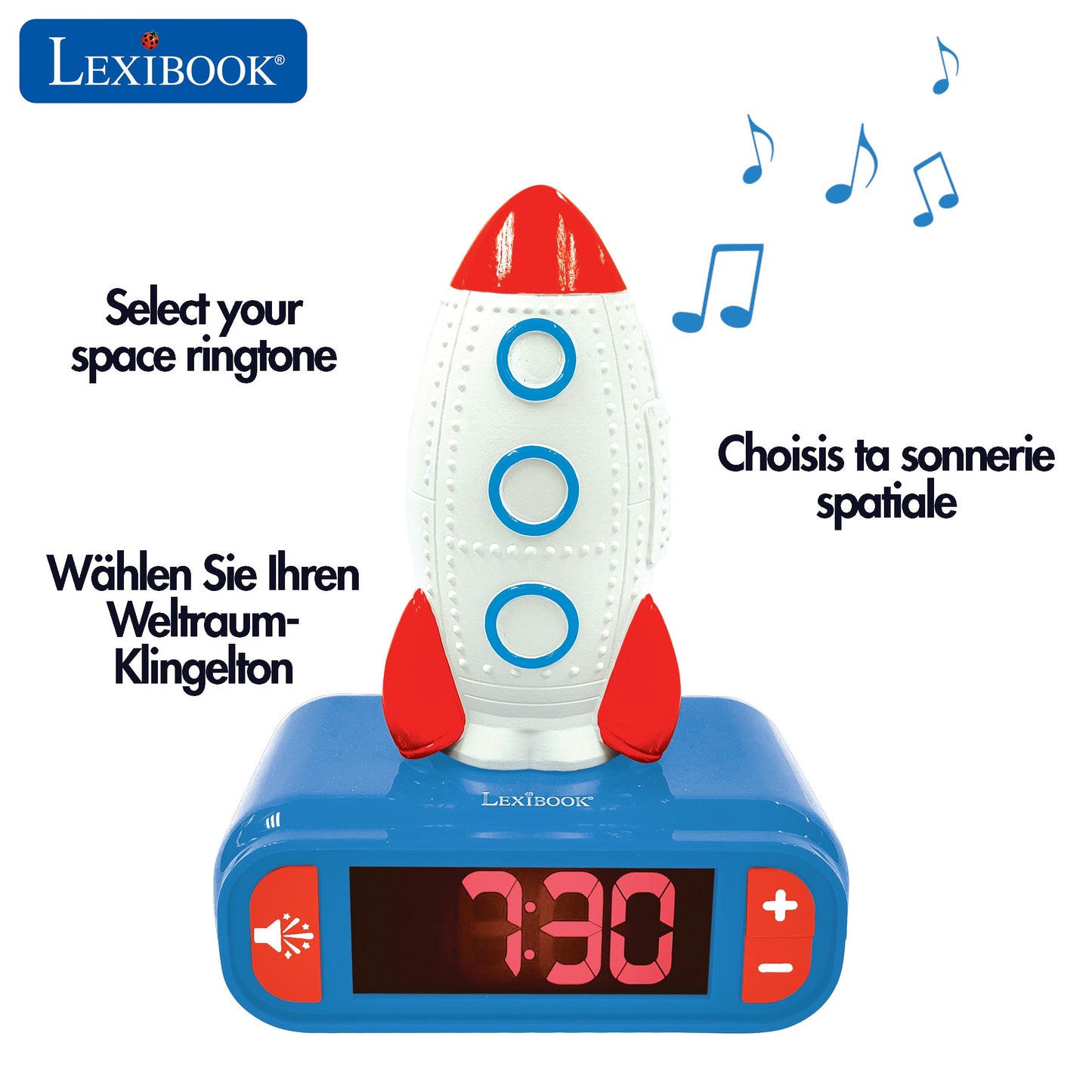 Lexibook Rocket-Themed Digital Alarm Clock with Nightlight - Space Adventure