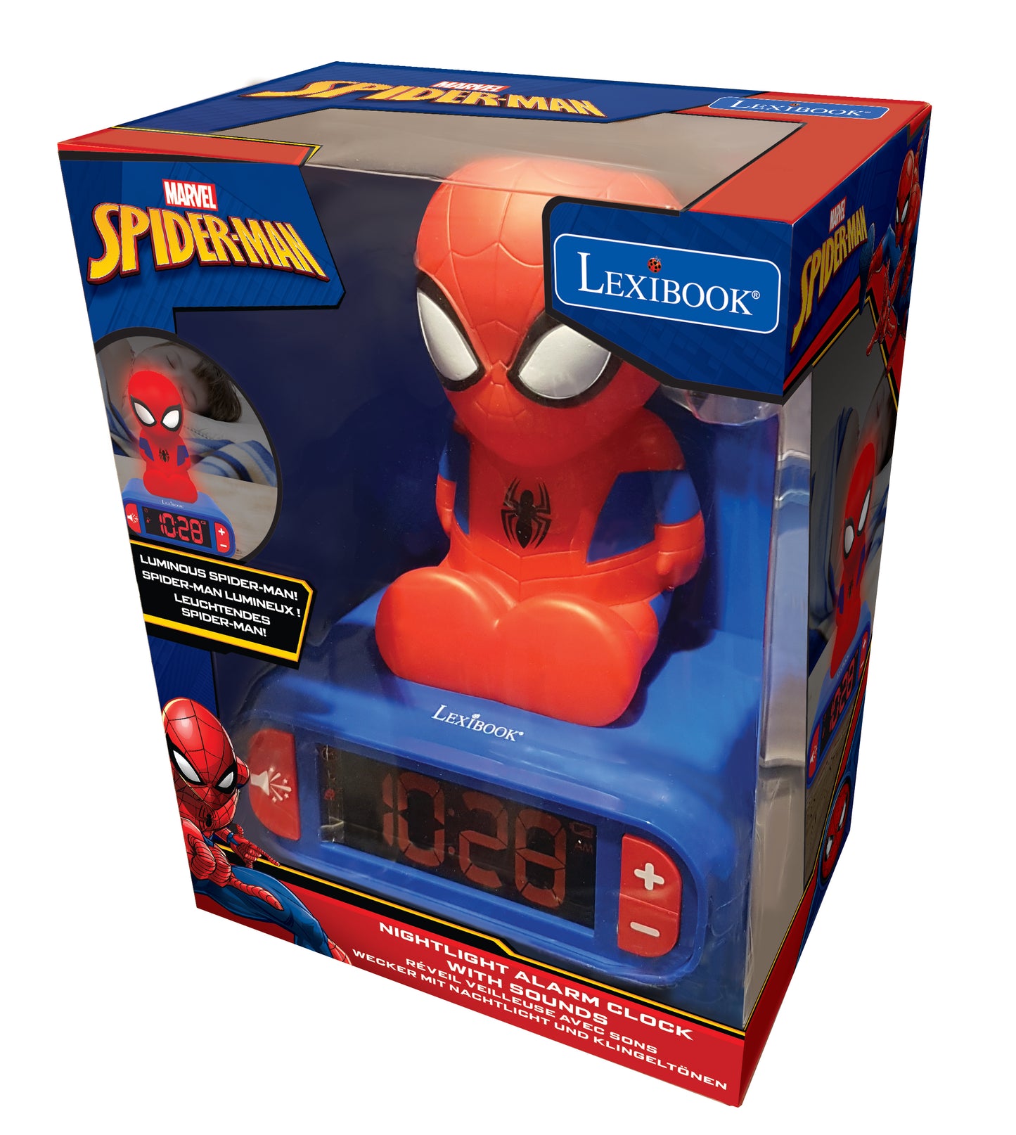 Spider-Man Digital Alarm Clock with Nightlight - Exciting Sound Effects