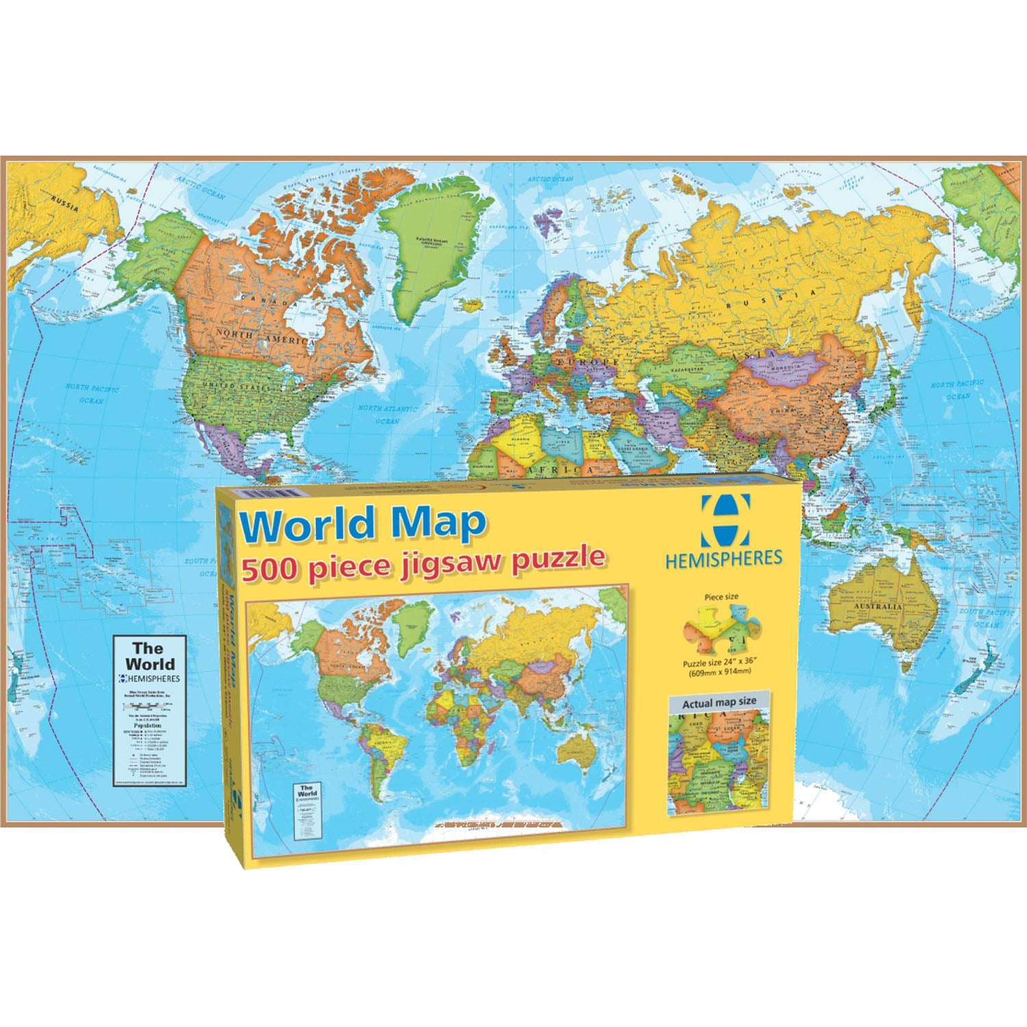 Round World Products Colorful World Map Jigsaw Puzzle - 500 pc