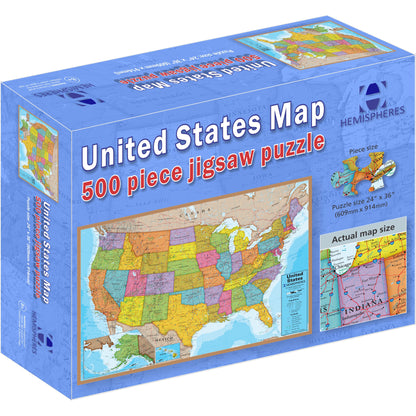 Hemispheres USA Map Jigsaw Puzzle - 500 pc