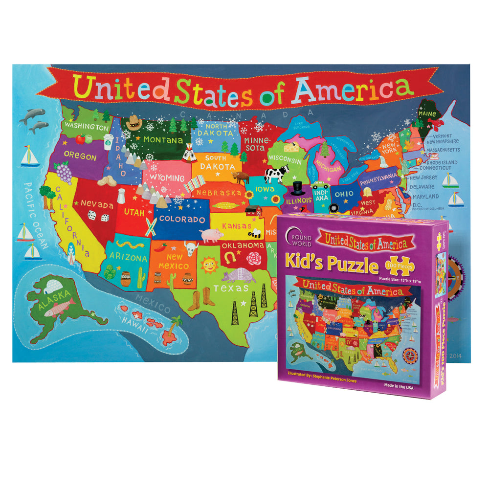 Round World Products USA Map Jigsaw Puzzle - 100 pc