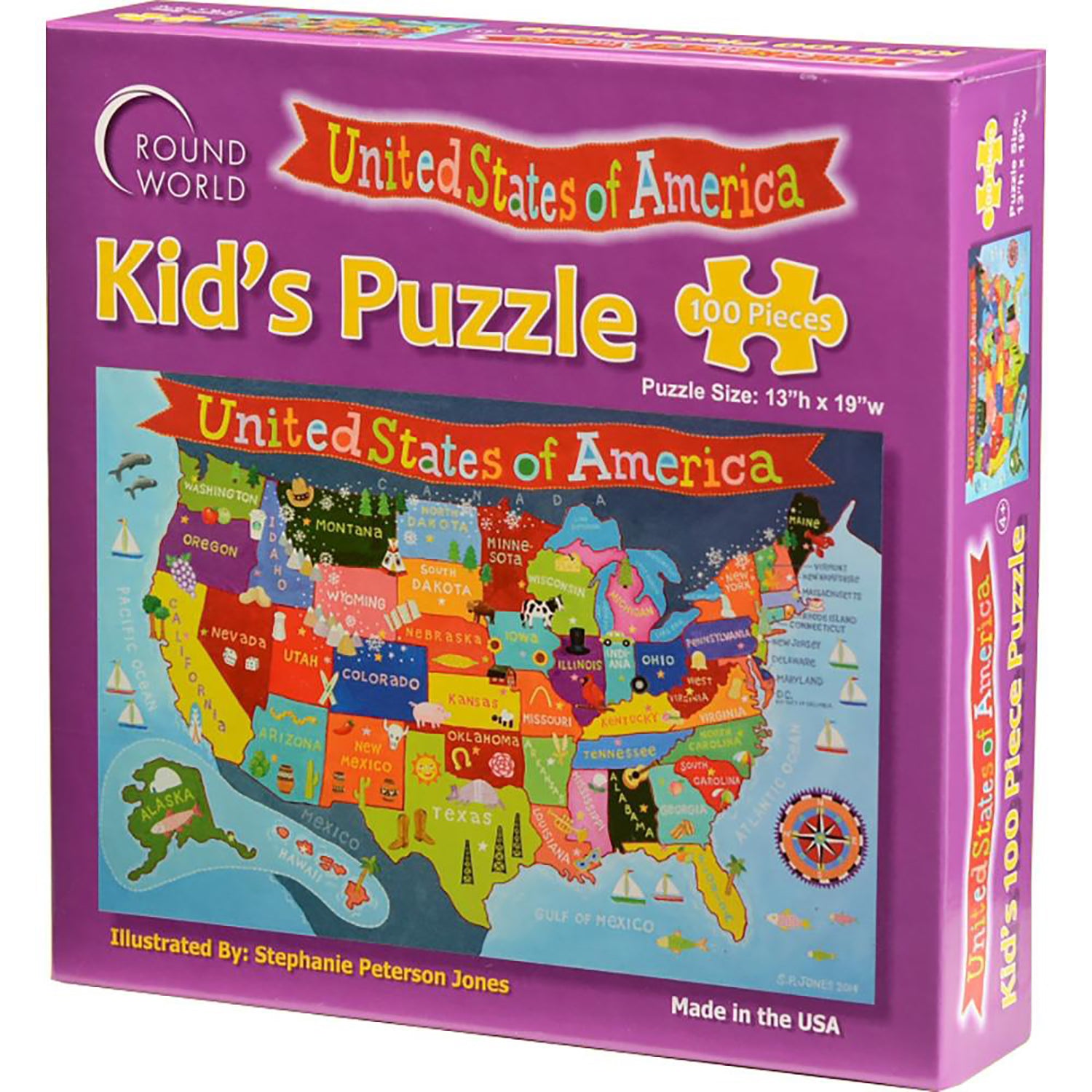 Round World Products USA Map Jigsaw Puzzle - 100 pc