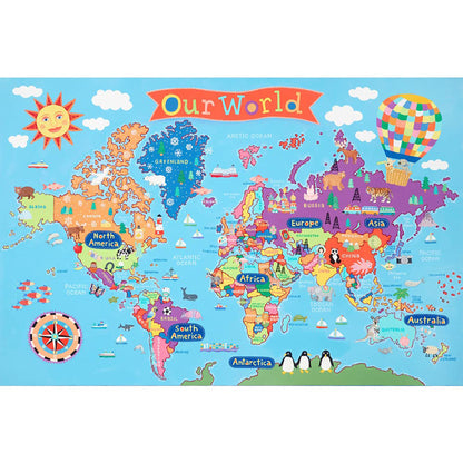 Round World Products Vibrant World Map Floor Puzzle - 48 pc