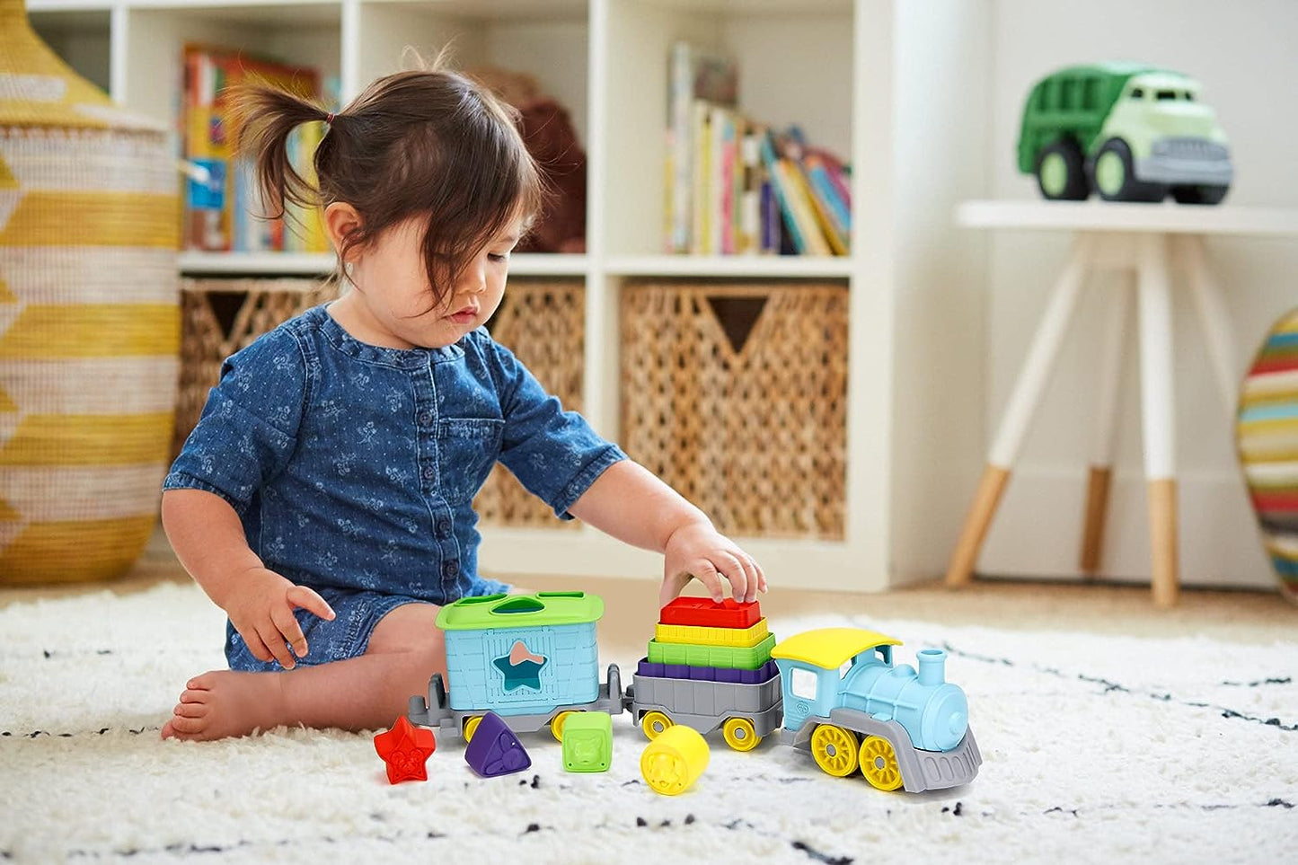 Green Toys Stack and Sort Train - Eco-Friendly Educational Playset - Multicolor