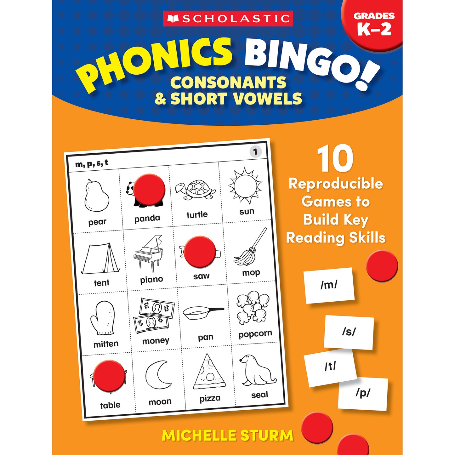 Scholastic Phonics Bingo Game - Consonants & Short Vowels