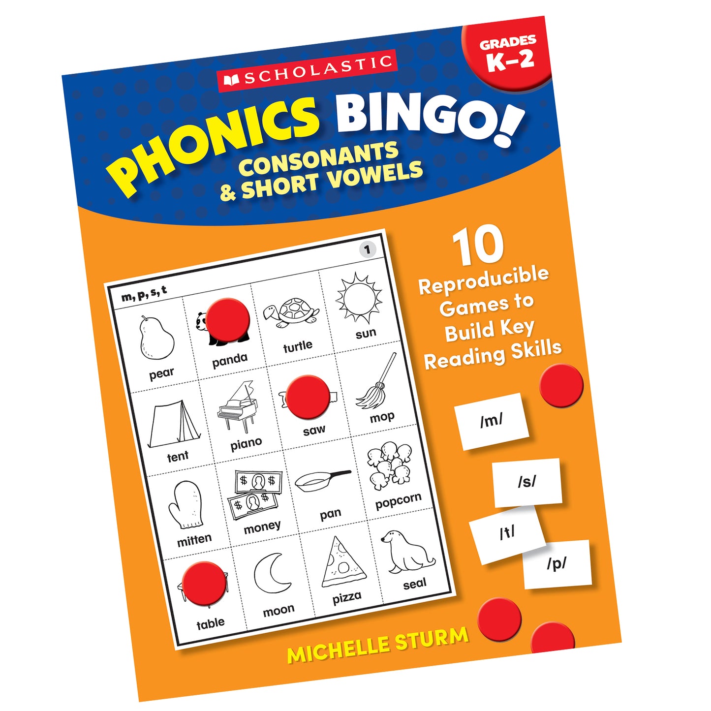 Scholastic Phonics Bingo Game - Consonants & Short Vowels