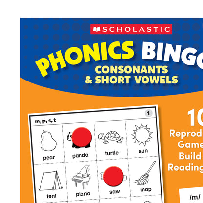 Scholastic Phonics Bingo Game - Consonants & Short Vowels