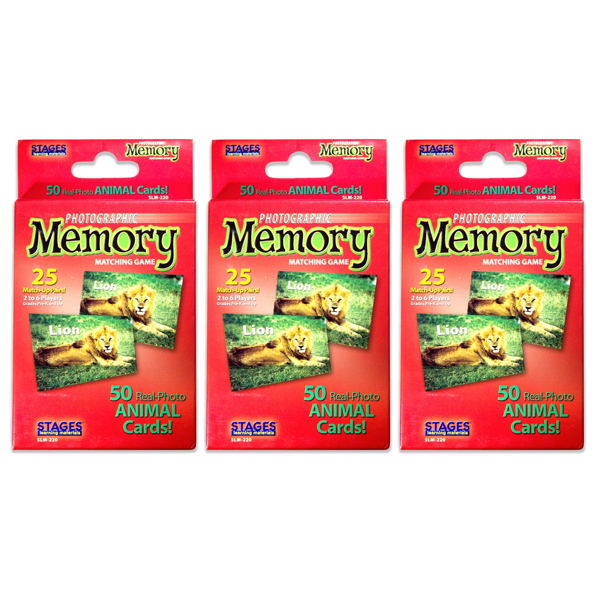 Stages Learning Materials - Animal Photographic Memory Matching Game - Pack of 3