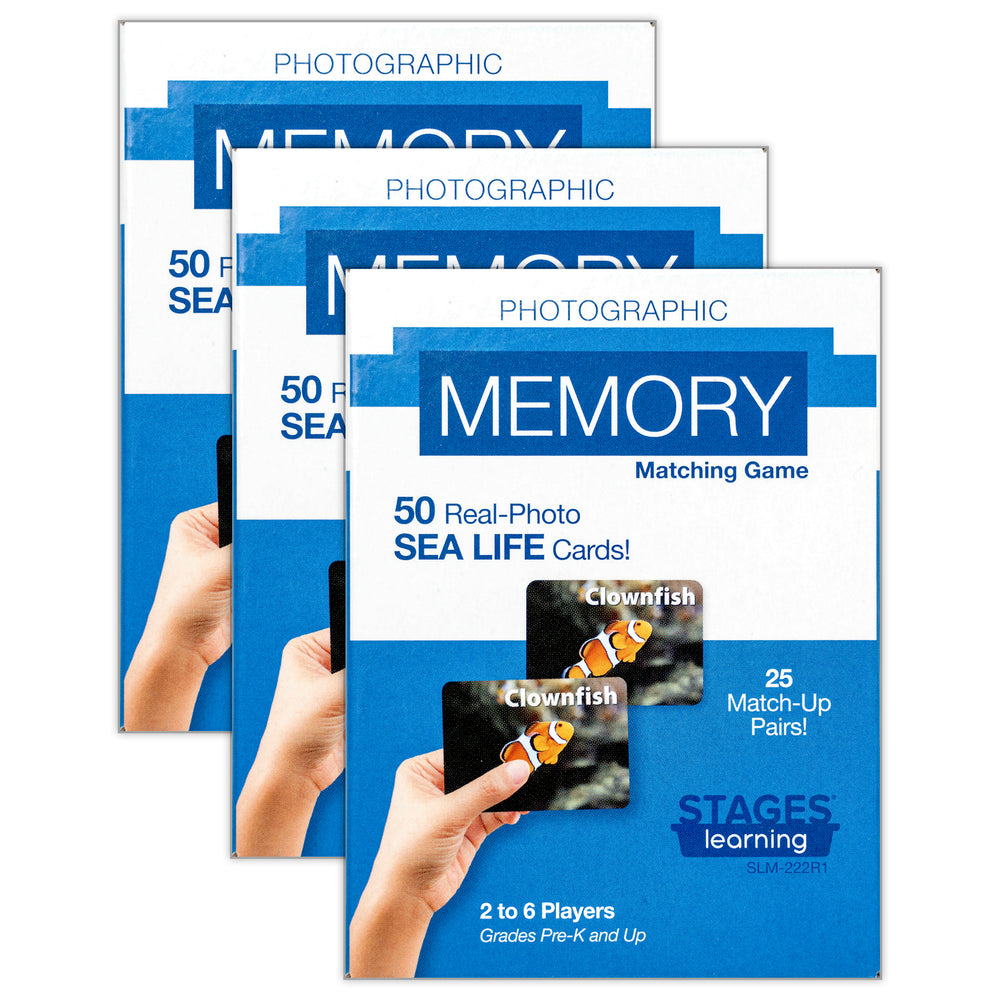 Stages Learning Sea Life Memory Matching Game - Photographic Card Set, Pack of 3