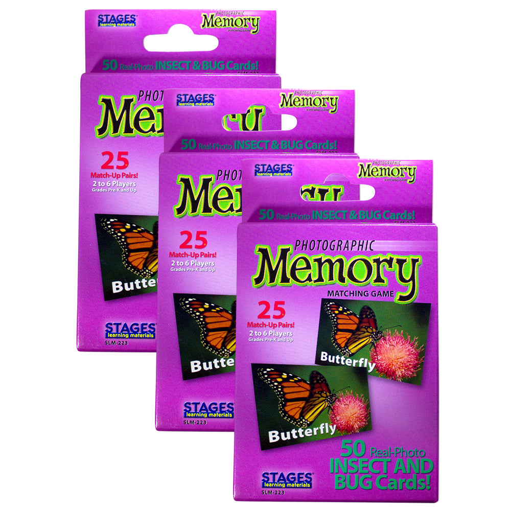 Stages Learning Materials - Memory Matching Game - Insects & Bugs - 3 Pack