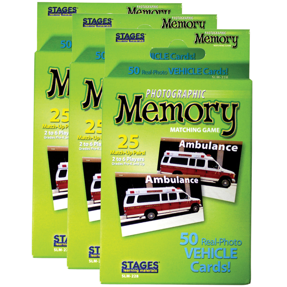 Stages Learning Photographic Memory Match Game - Vehicles Edition - 3 Pack