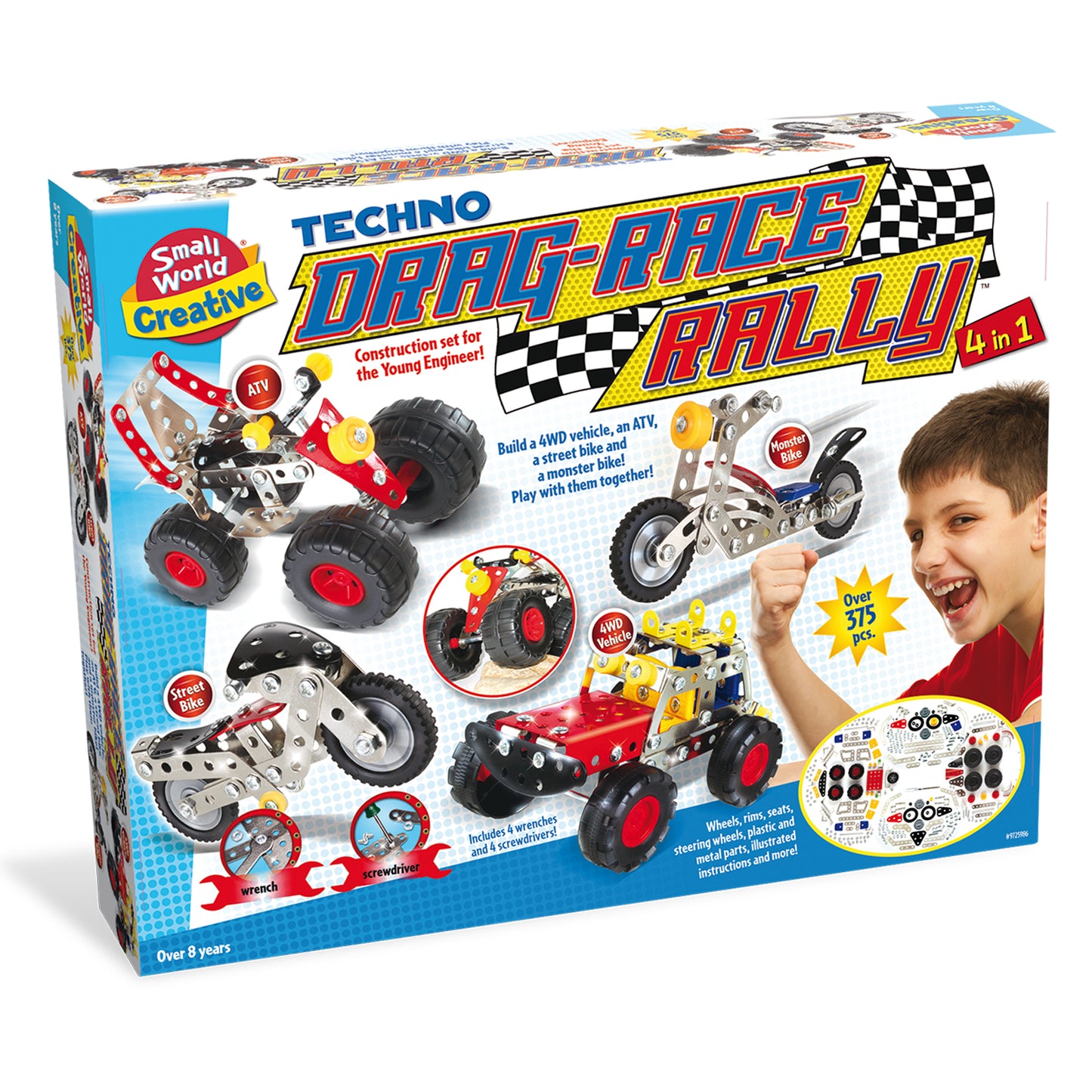 Small World Toys Techno Drag-Race Rally 4-in-1 Building Set