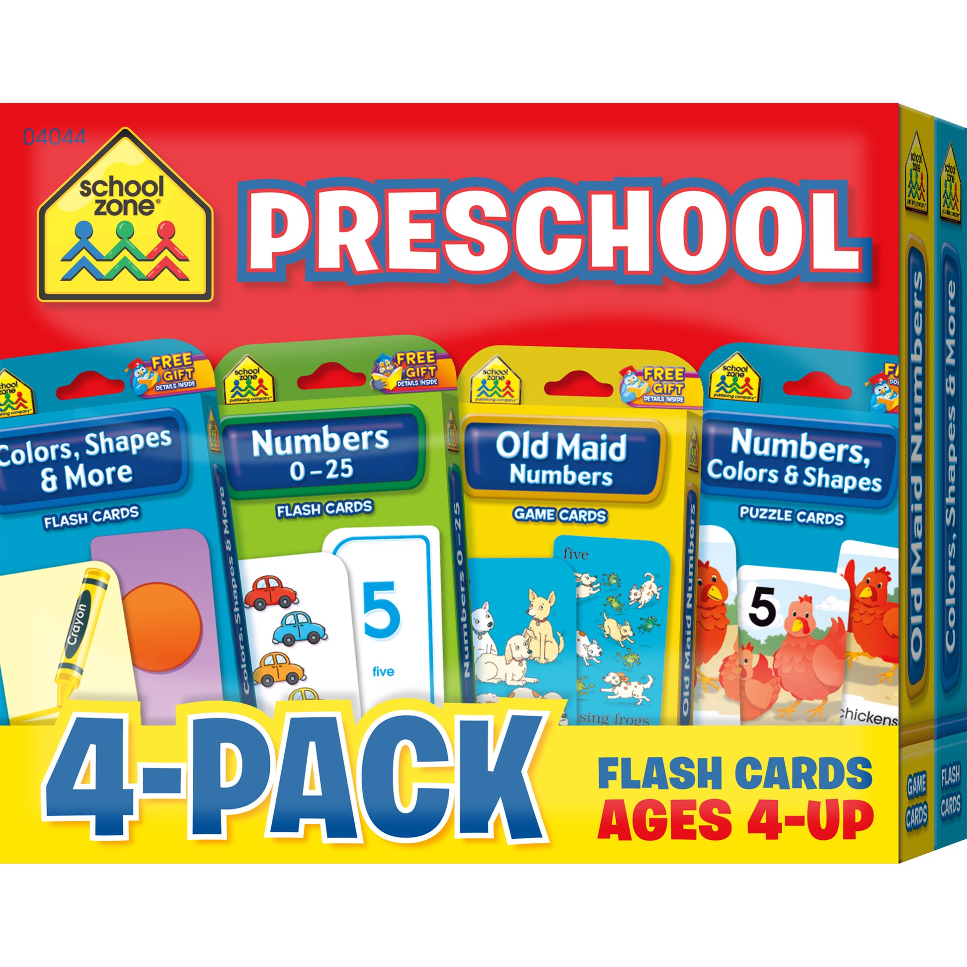 School Zone Preschool Learning Flash Cards - 4-Pack Educational Set