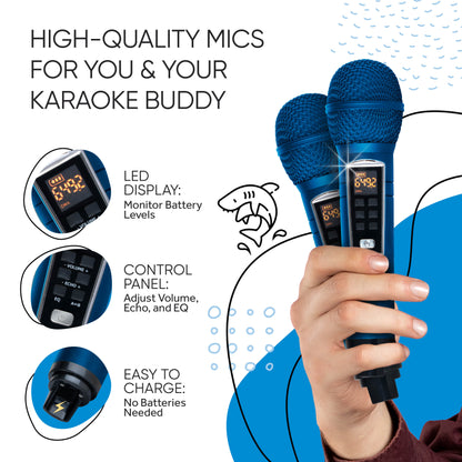 Masingo Spinto G3 Shark Karaoke Machine with Dual Wireless Microphones