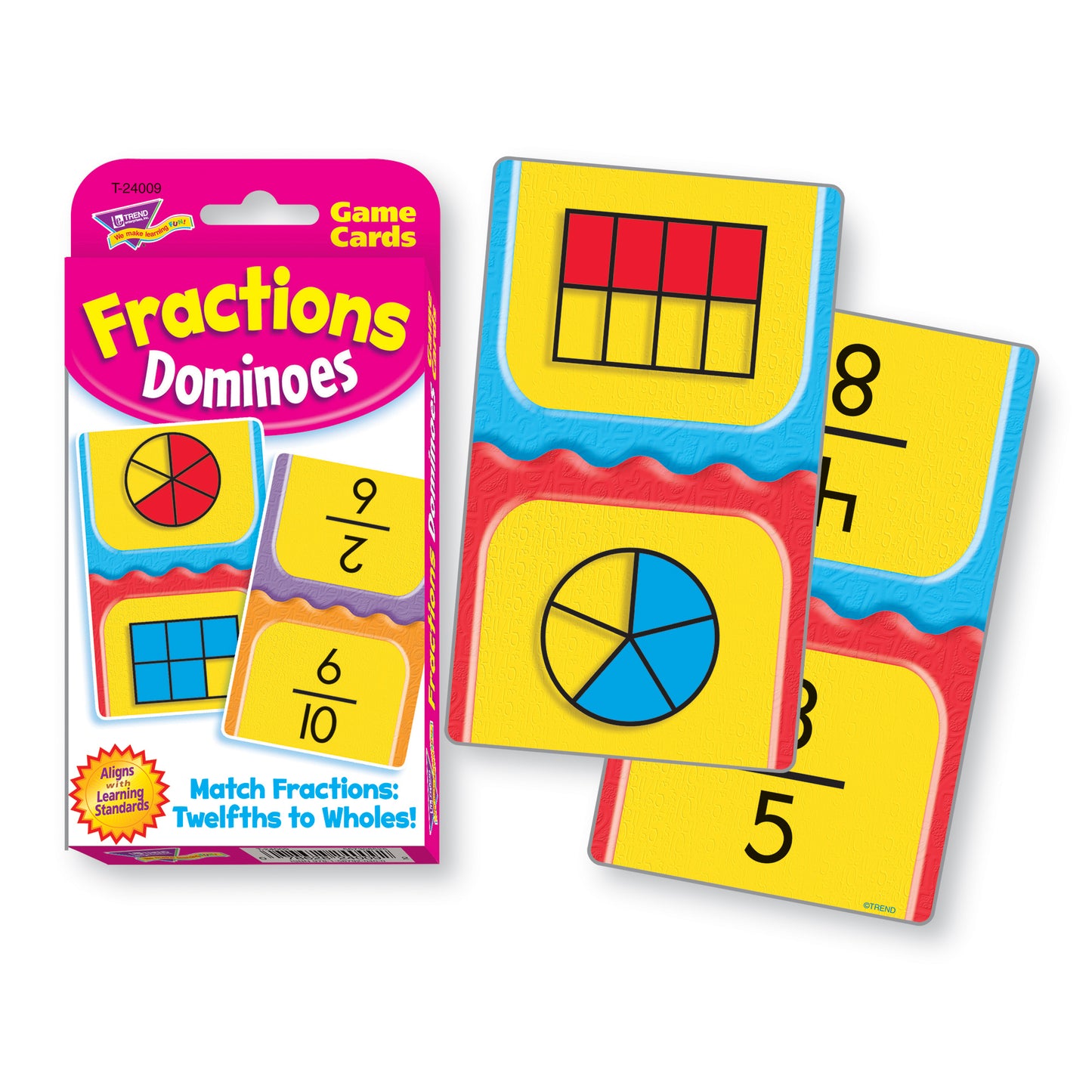 TREND Fraction Fun Dominoes Challenge Cards - Learning Game Set