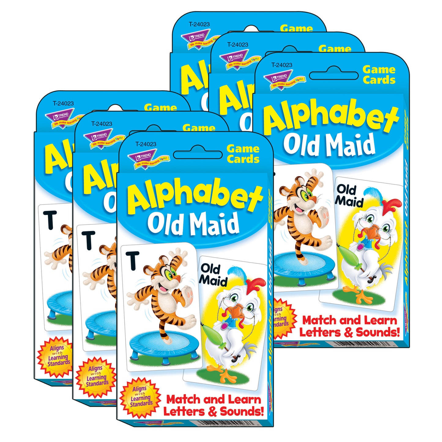 TREND Alphabet Old Maid Challenge Cards - Educational Letter Game - 6 Sets