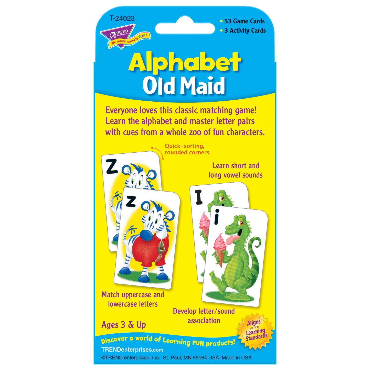 TREND Alphabet Old Maid Challenge Cards - Educational Letter Game - 6 Sets