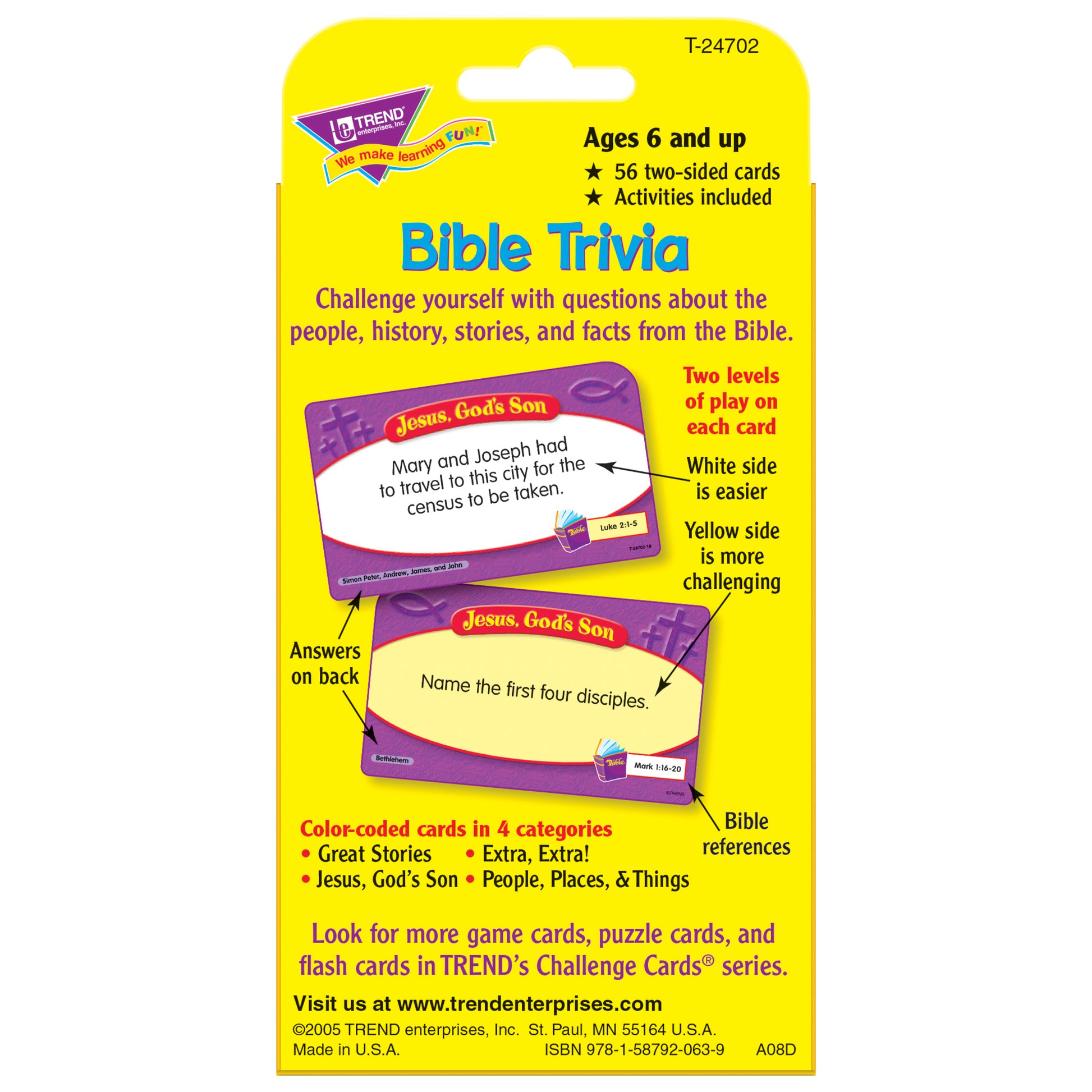 TREND Bible Trivia Challenge Cards, Ultimate Quiz Pack of 6