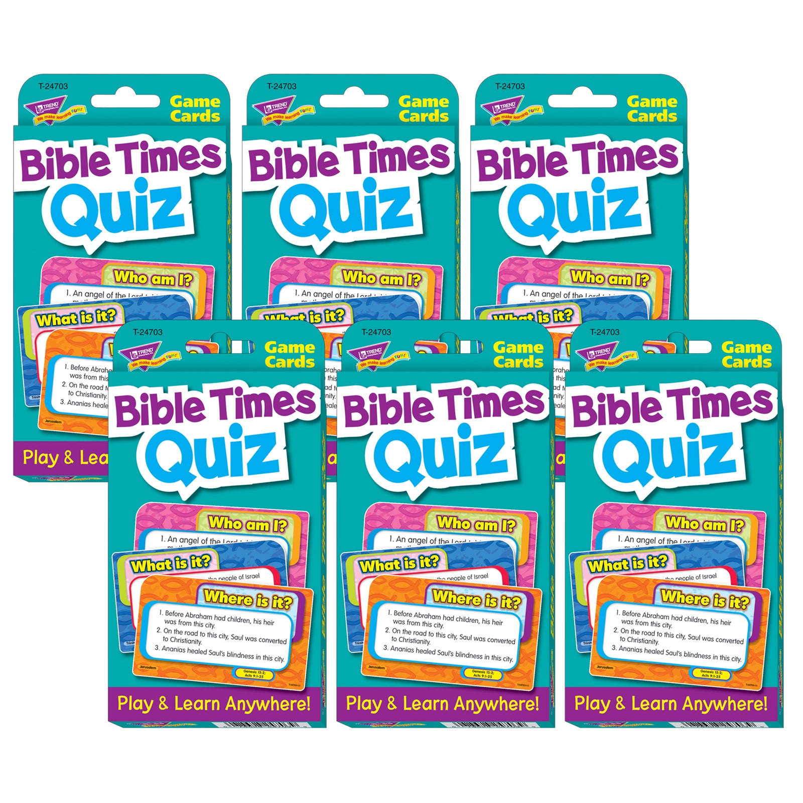 TREND Bible Times Quiz Challenge Cards, Multipack of 6