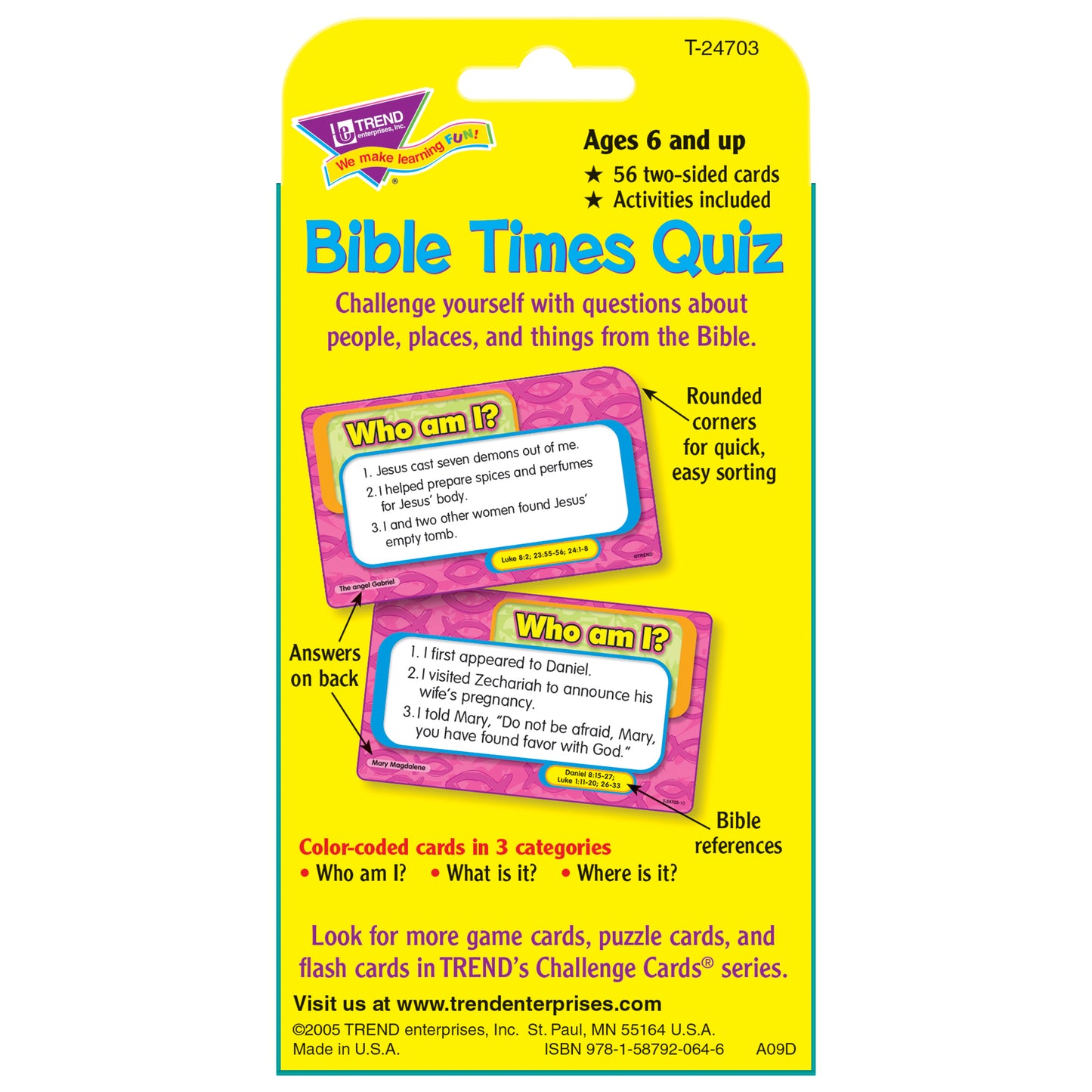 TREND Bible Times Quiz Challenge Cards, Multipack of 6