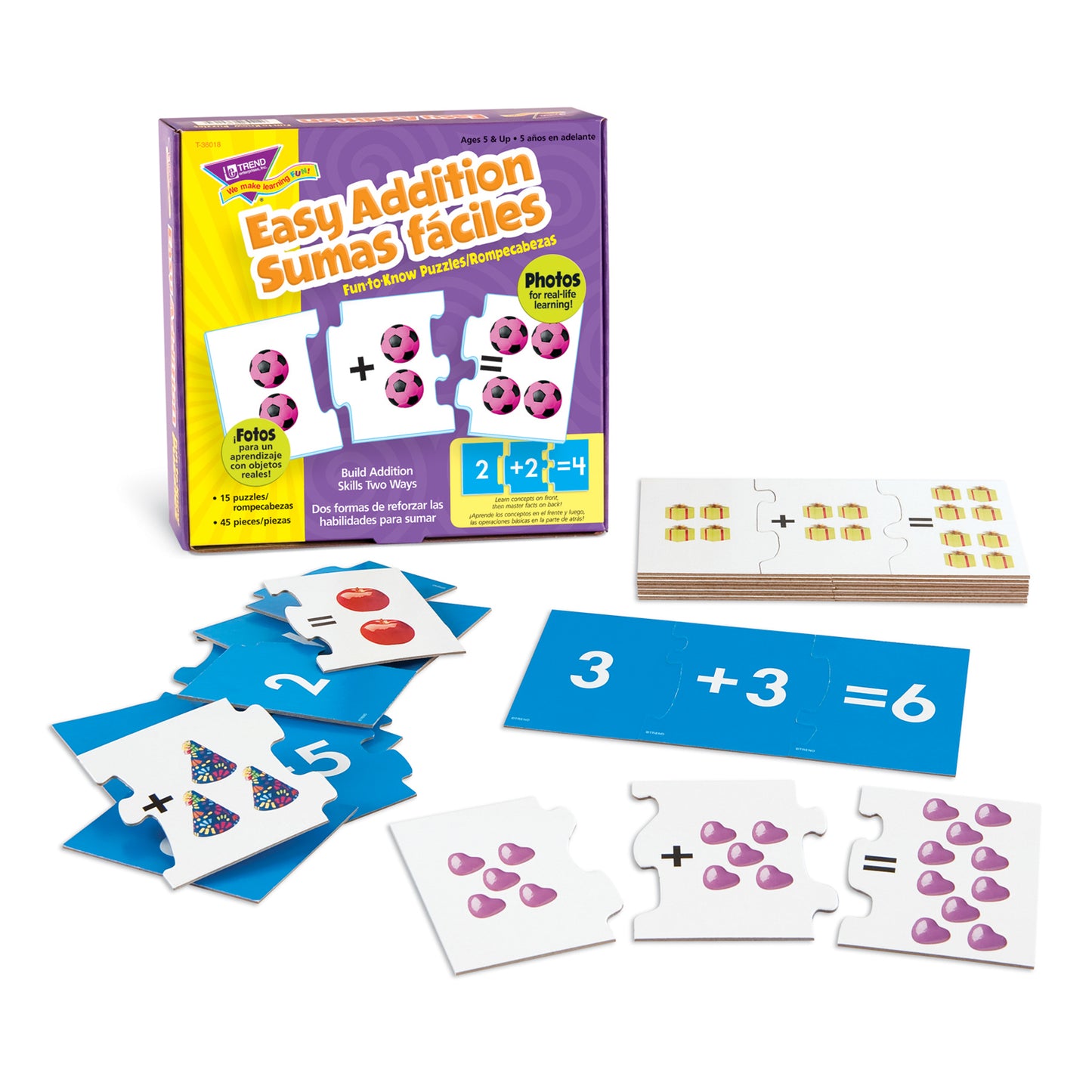 TREND Easy Addition Fun-to-Know Puzzles - Bilingual Learning Set - Pack of 2