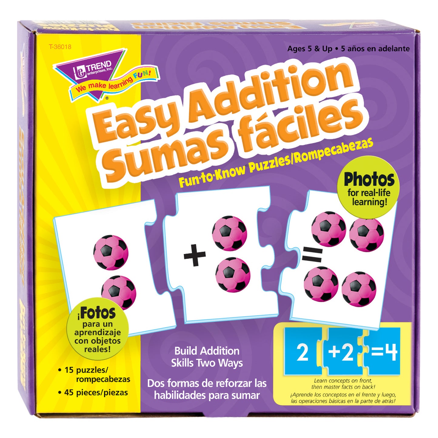 TREND Easy Addition Fun-to-Know Puzzles - Bilingual Learning Set - Pack of 2