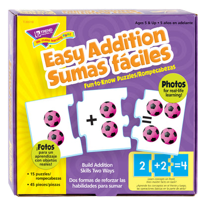 TREND Easy Addition Fun-to-Know Puzzles - Bilingual Learning Set - Pack of 2