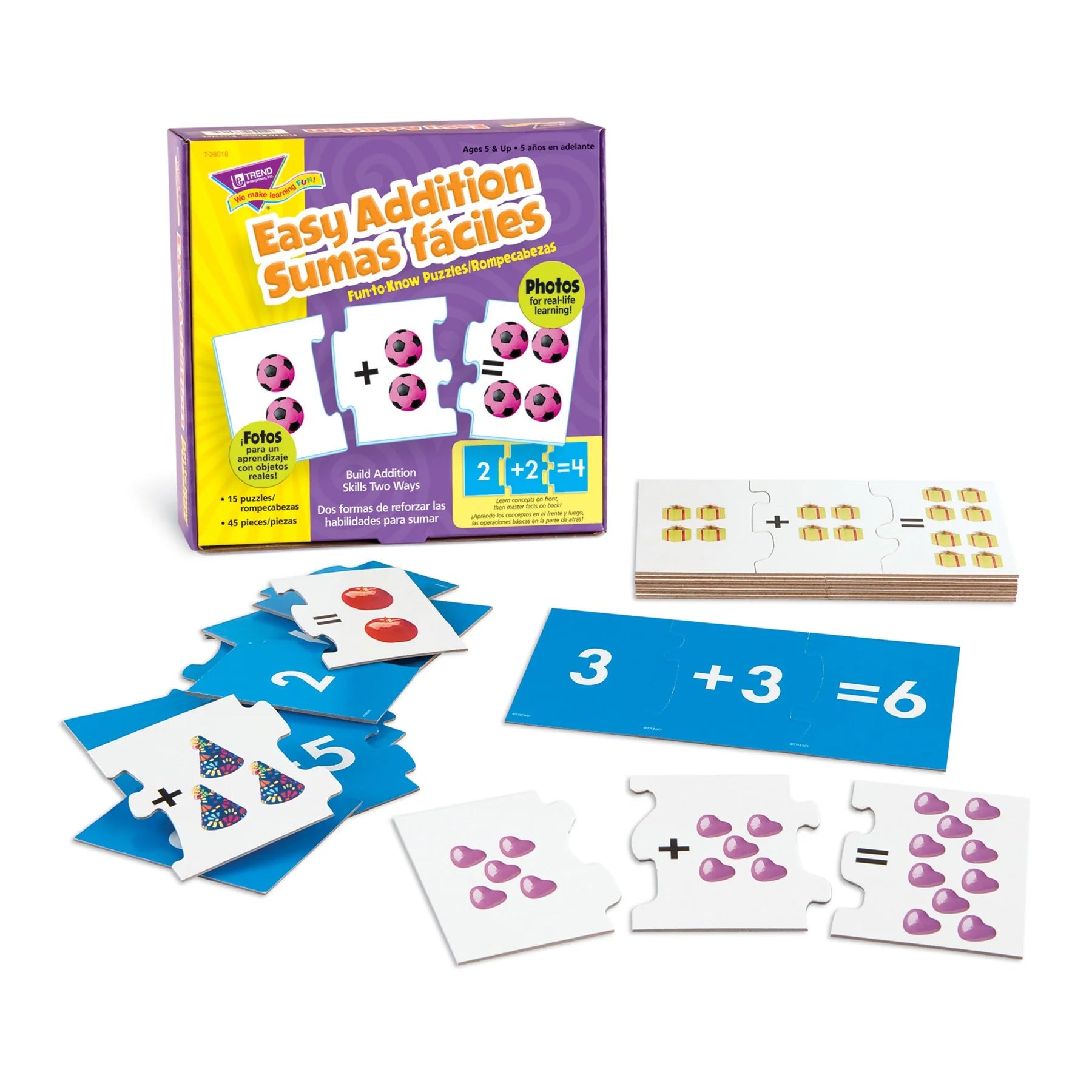 TREND Easy Addition Fun-to-Know Puzzles - Bilingual Learning Set - Pack of 2