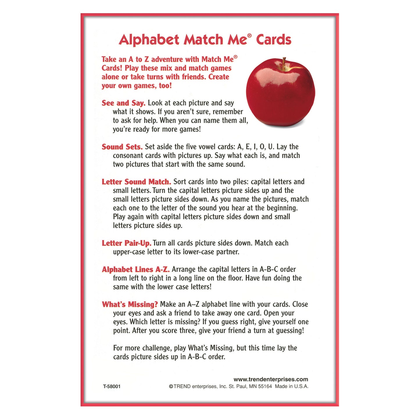 TREND Alphabet Match Me Cards - Educational Letter Game