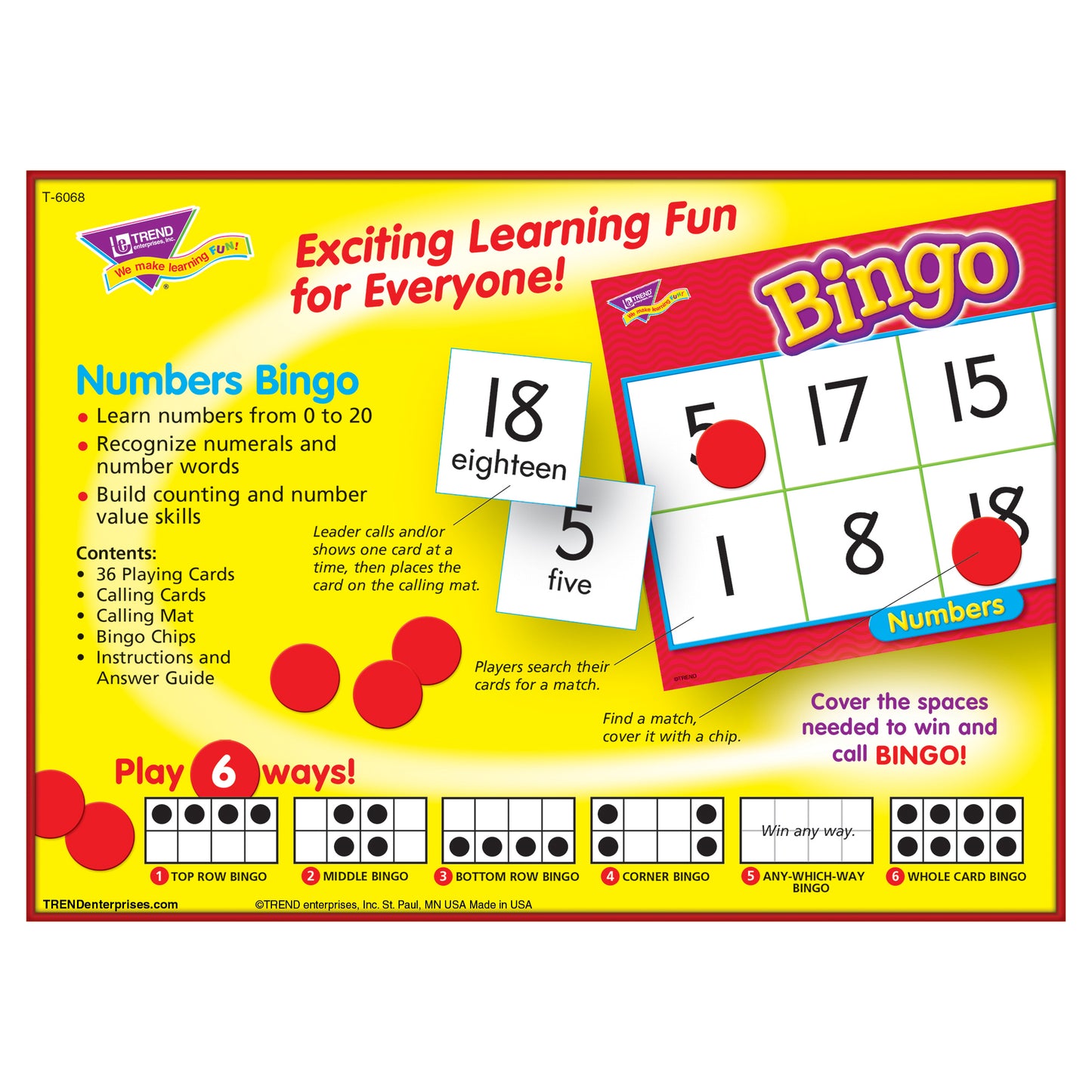 TREND Numbers Bingo Game - Exciting Number Matching Fun for Kids