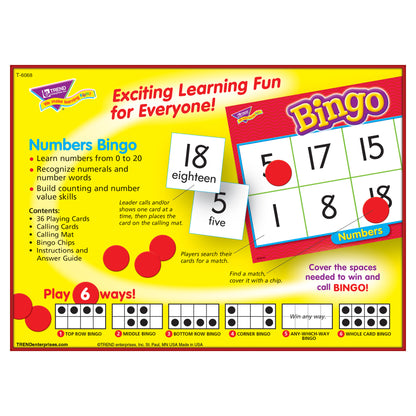 TREND Numbers Bingo Game - Exciting Number Matching Fun for Kids