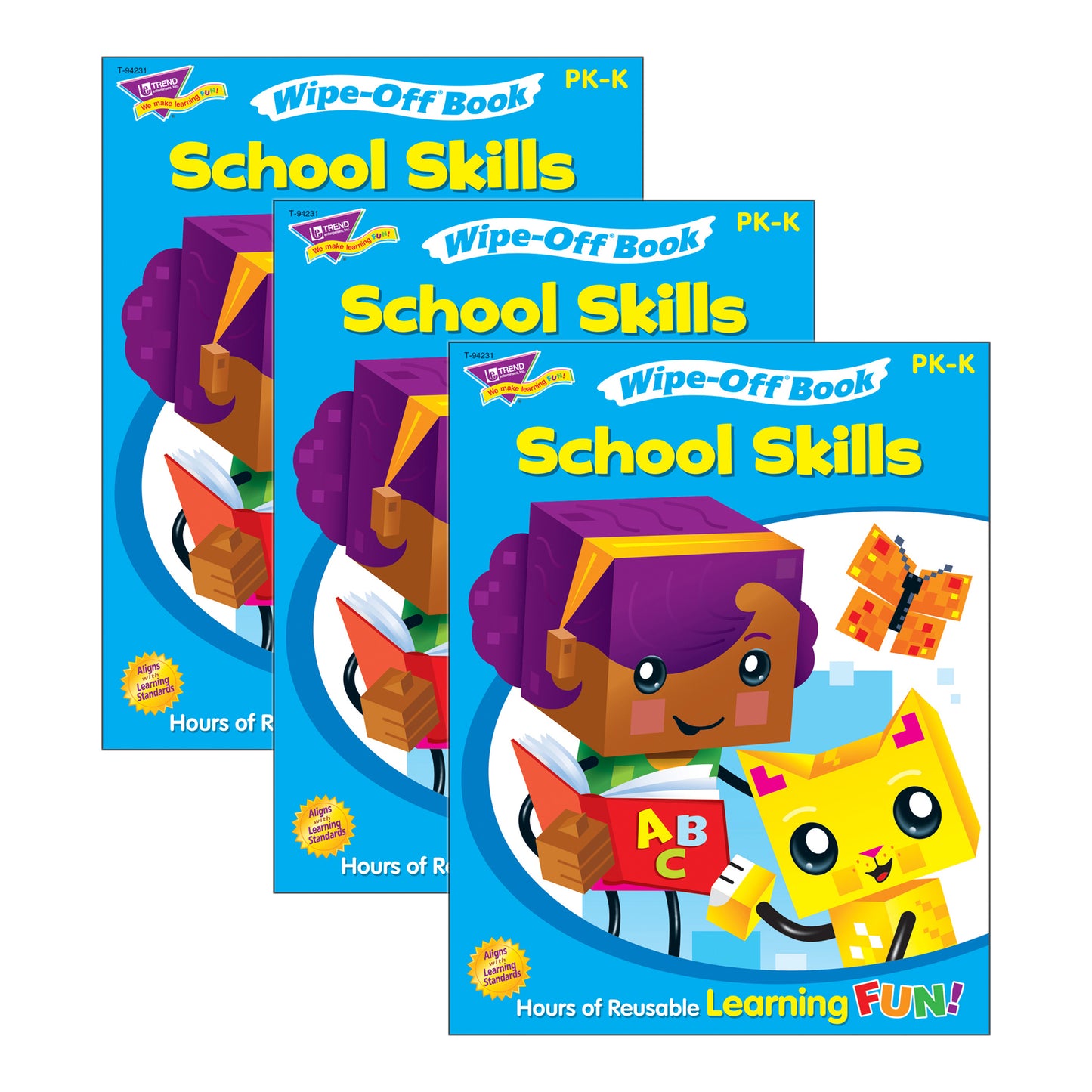 TREND School Skills Wipe-Off Book - BlockStars! Collection - 3-Pack