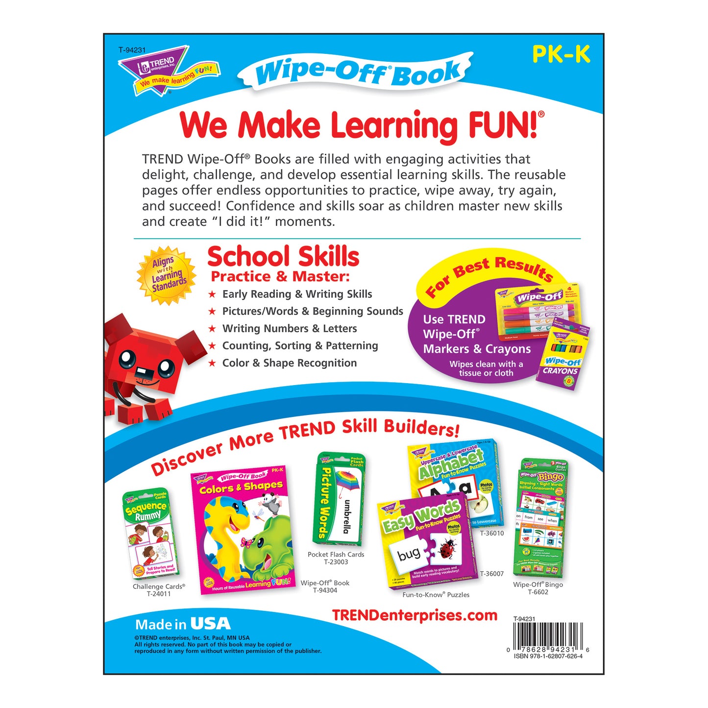 TREND School Skills Wipe-Off Book - BlockStars! Collection - 3-Pack